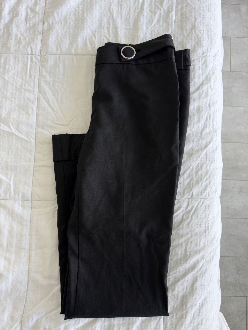 Tory Burch Black Dress Pants with Silver Ring Detail